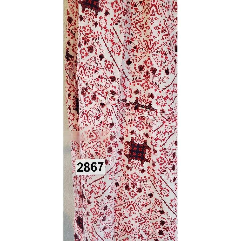 Ariat Dress Womens Large Red Bandana Paisley Smocked Halter Maxi Boho Rayon - Picture 11 of 11